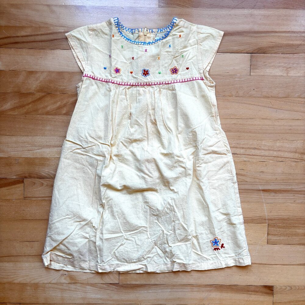 Miki House Girls Embroidered Cotton Dress Size 120 (6-7Y)